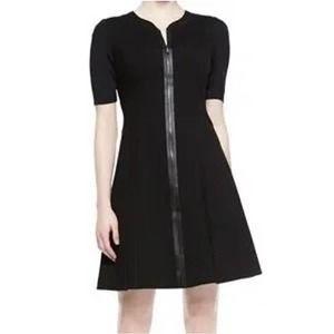 ELIE TAHARI Black Nina Full Zip Front, Ponte Short Dress ,10